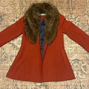 Karlie faux fur peacoat rust red color Coat size medium